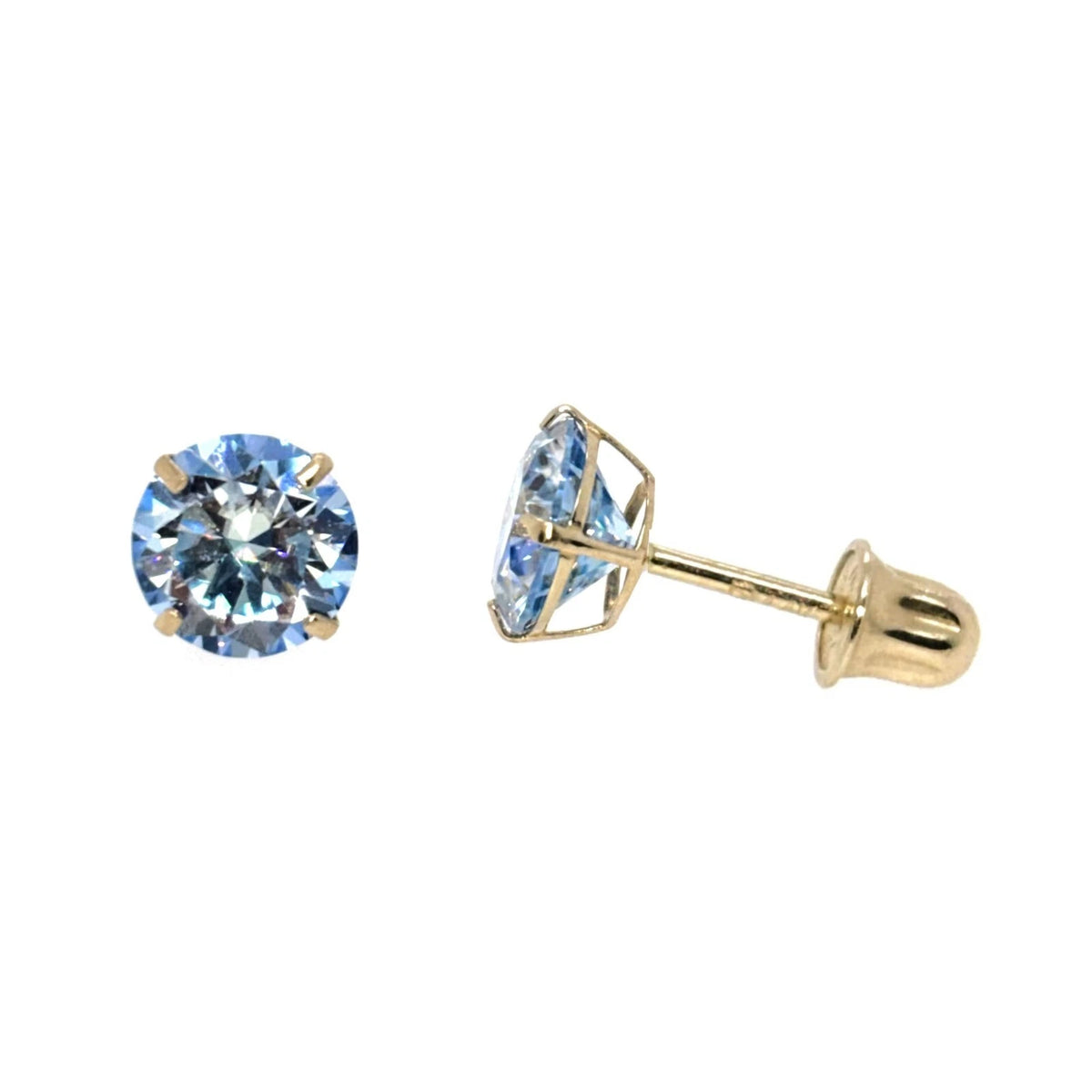 14K Gold GRA Certified D-VVS1 Ocean Moissanite Screw Back Studs Earrings