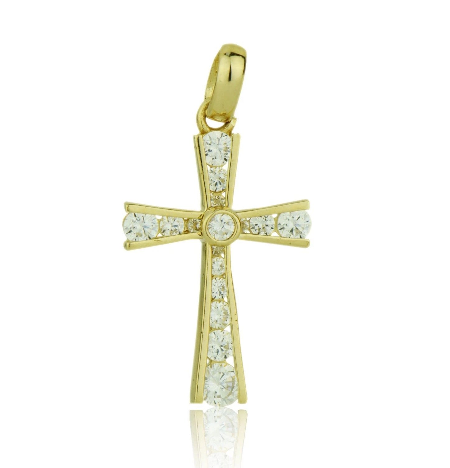 14k Yellow or White Gold Cz Cross Pendant for Women