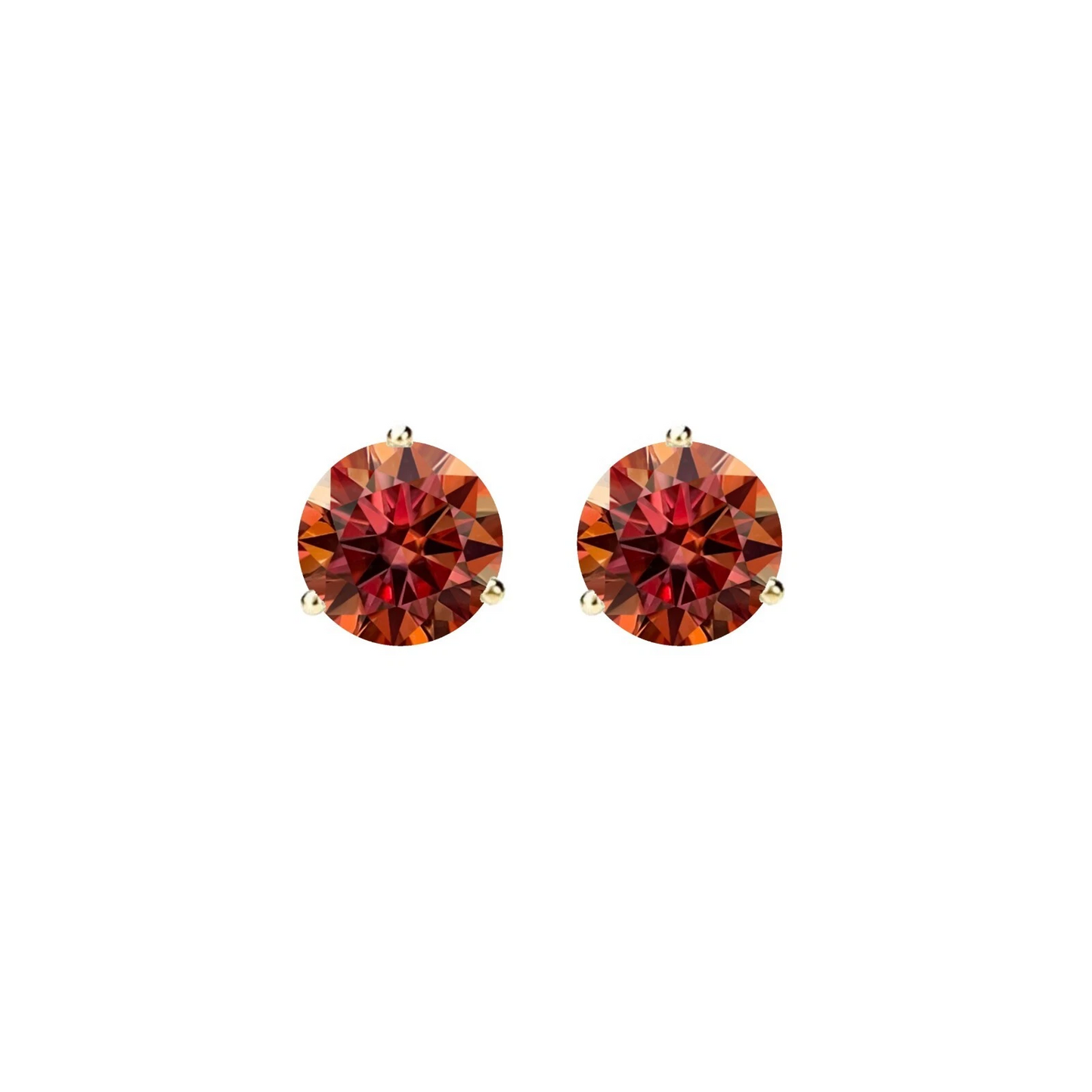 14K Gold GRA CertifiedD-VVS1 Watermelon Red Moissanite Screw Back Stud Earrings