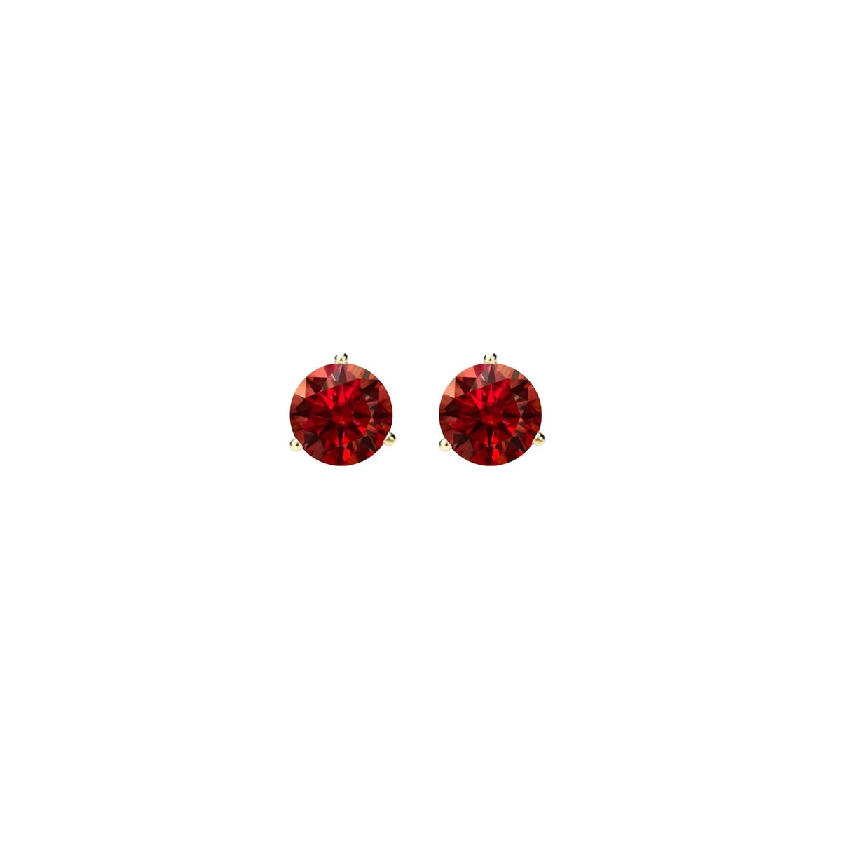 14K Gold GRA CertifiedD-VVS1 Garnet Moissanite ScrewBack Stud Earrings