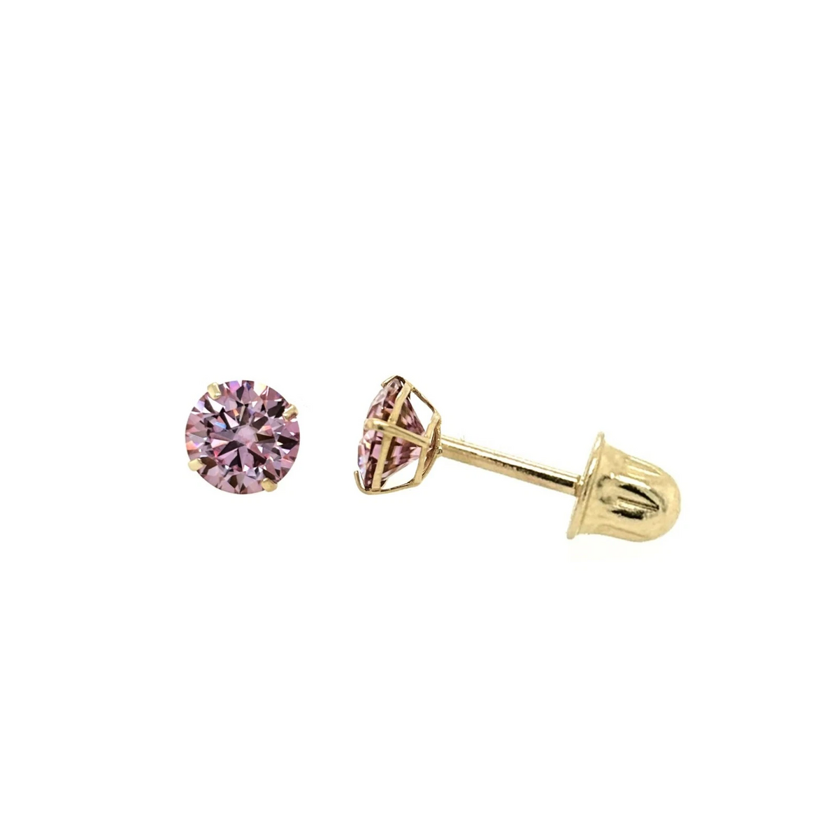 Gold 14K GRA Certified D-VVS1 Round Moissanite Screw Back Studs Earrings