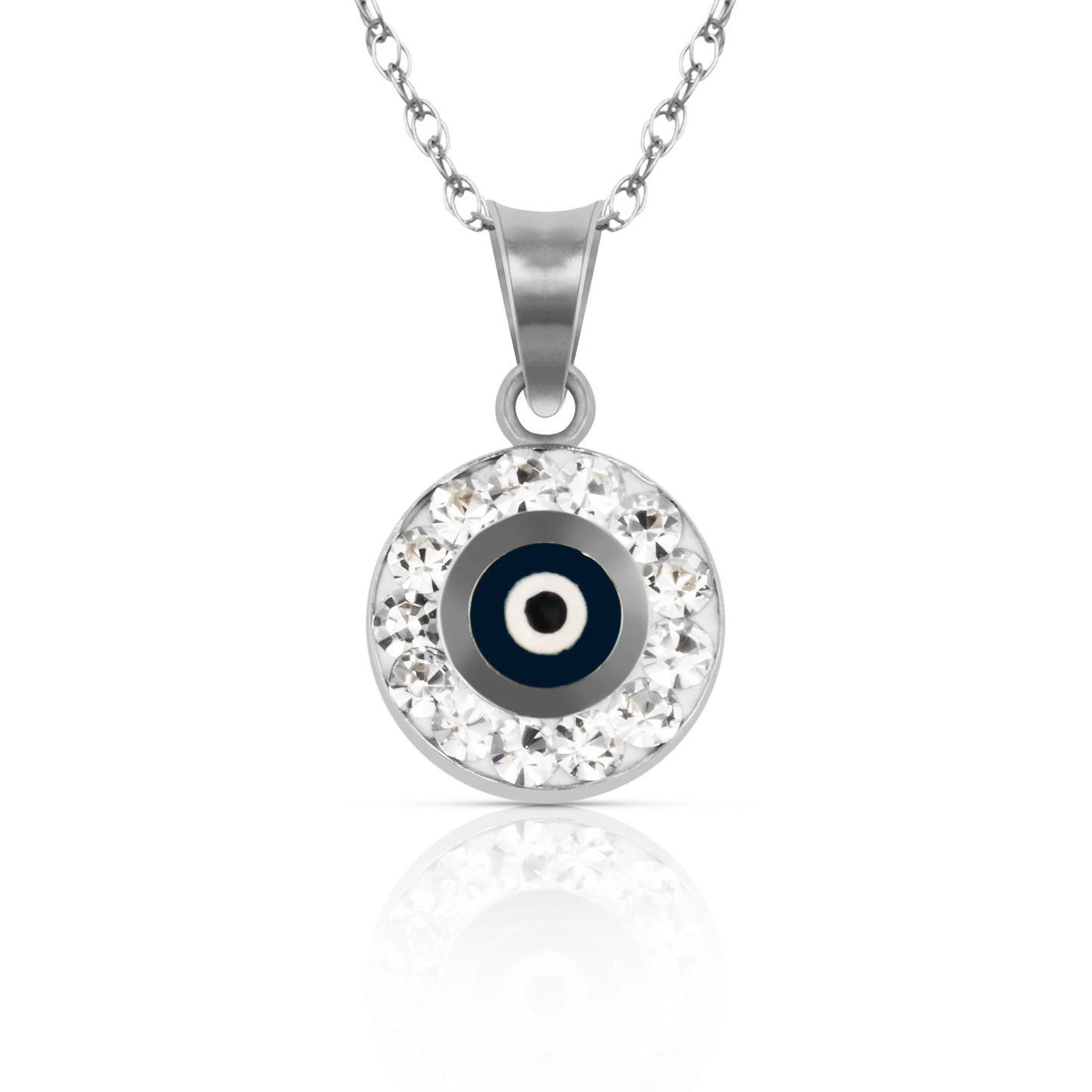 14k Yellow or White Gold CZ Round Shape Evil Eye Pendants