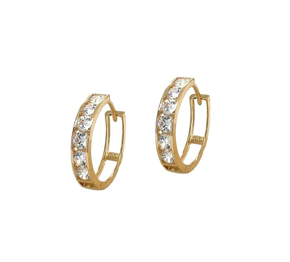 14K Yellow Gold Huggie Hoop Earrings
