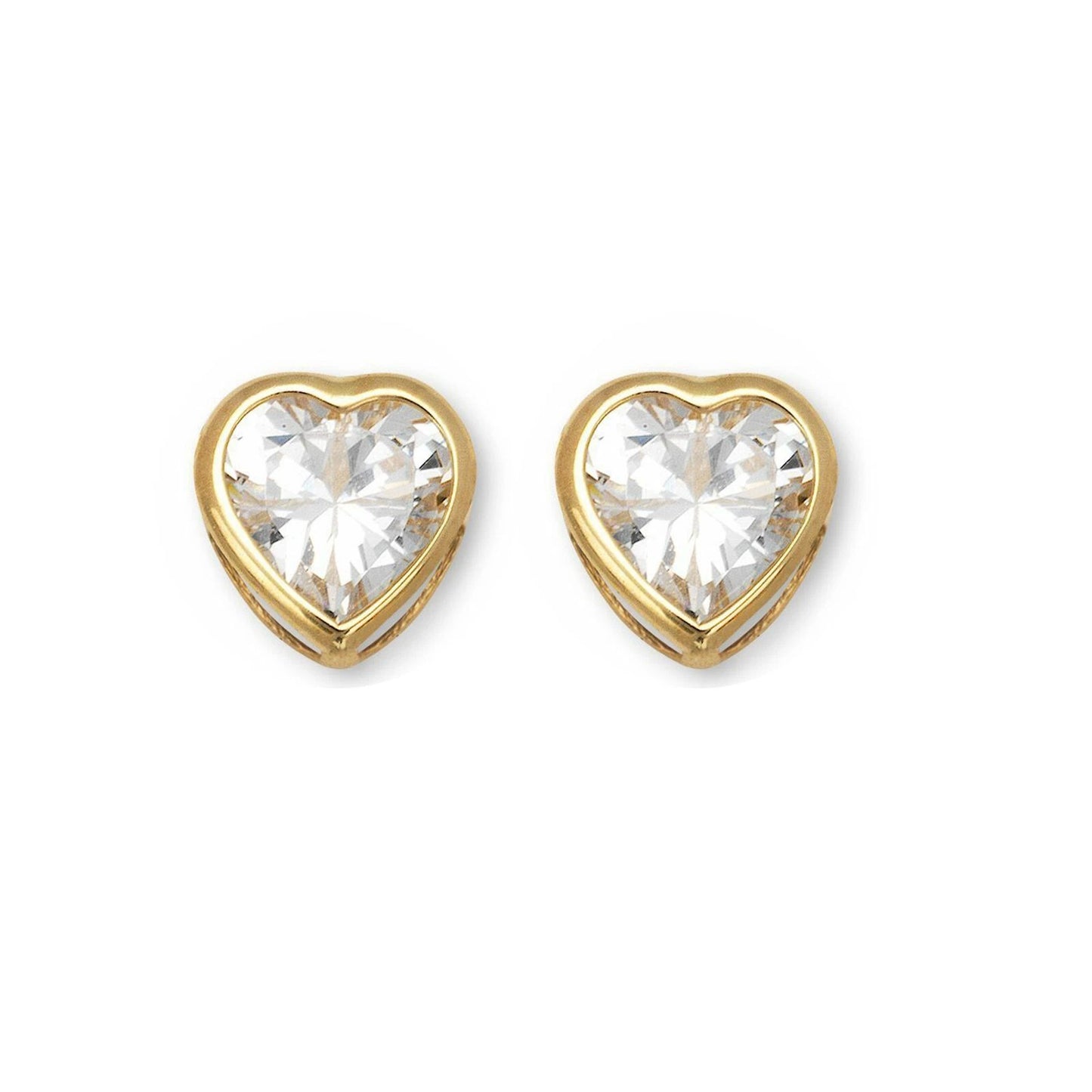 14K Solid Yellow Gold Heart Stud Earrings Birthstone 6mm x 6mm