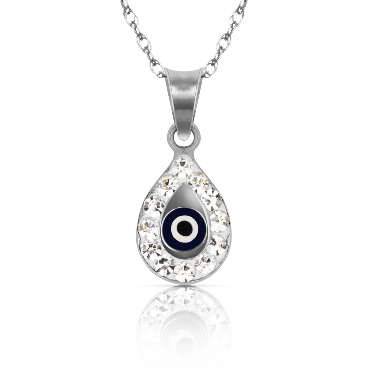 14k Yellow or White Gold CZ Pear Shape Evil Eye Pendants
