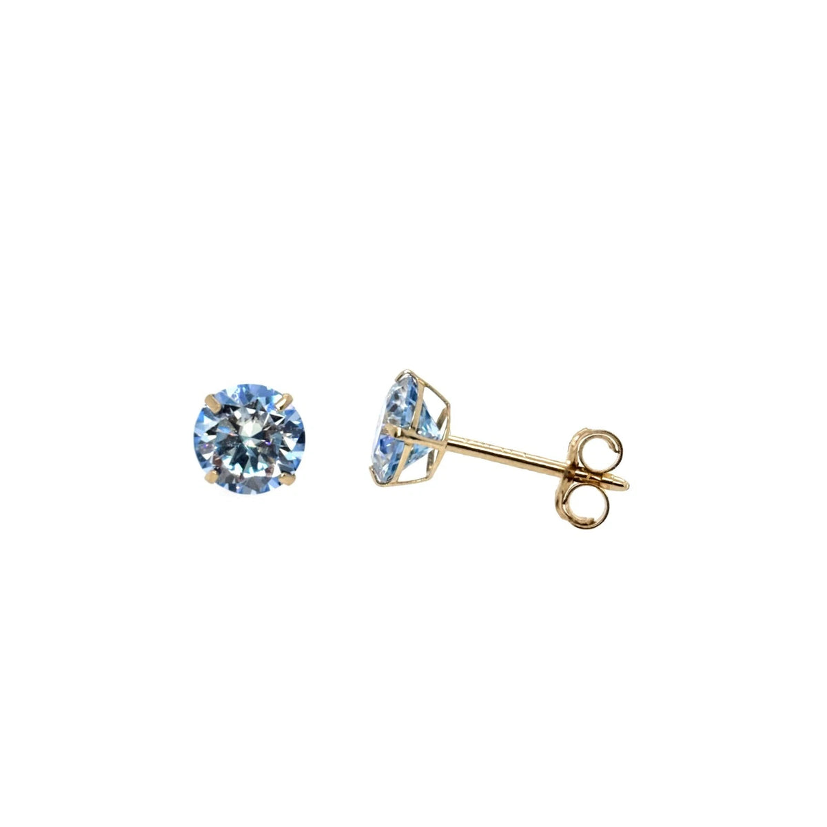14K Gold GRA Certified D-VVS1 Ocean Blue Moissanite Push Back Studs Earrings