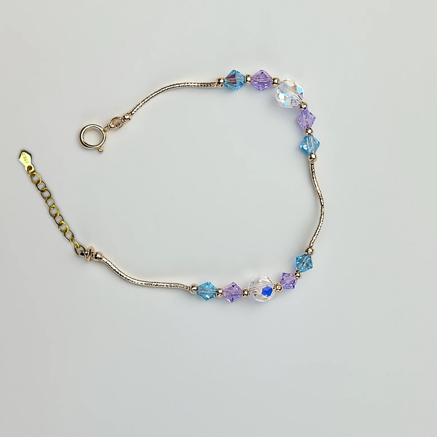 14K Yellow Gold Elegant Crystals Bracelet Kids Baby Girls & Boy -With Extension