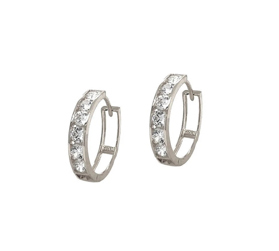 14K White Gold Huggie Beautiful & Valuable Hoop Earrings
