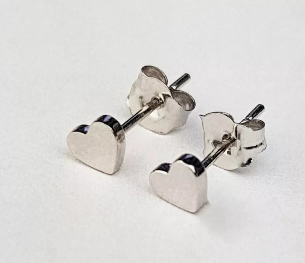 14K Yellow / White / Rose Gold Heart Stud Earrings