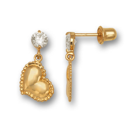 14K Yellow & White Gold Heart Shape Earrings