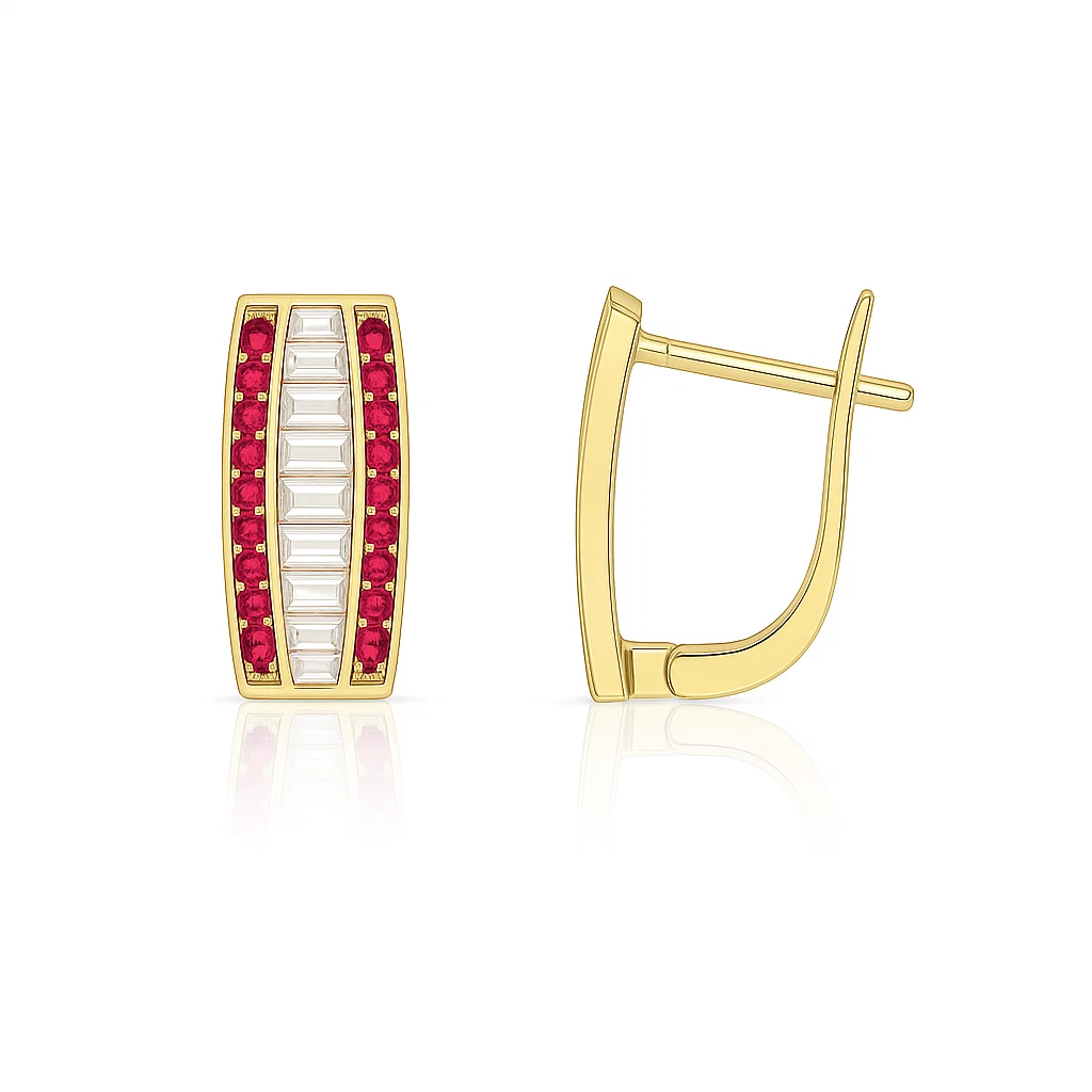 14k Yellow Gold CZ Beautiful Leverback Earrings for Women