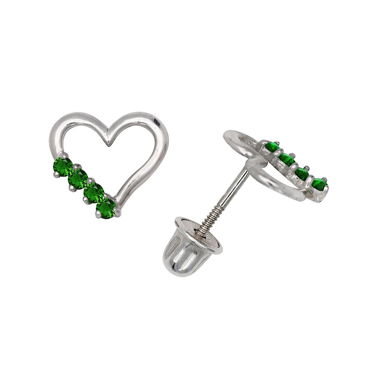14K Yellow & White Gold Elegant Heart Shaped CZ Stud Earrings for Women