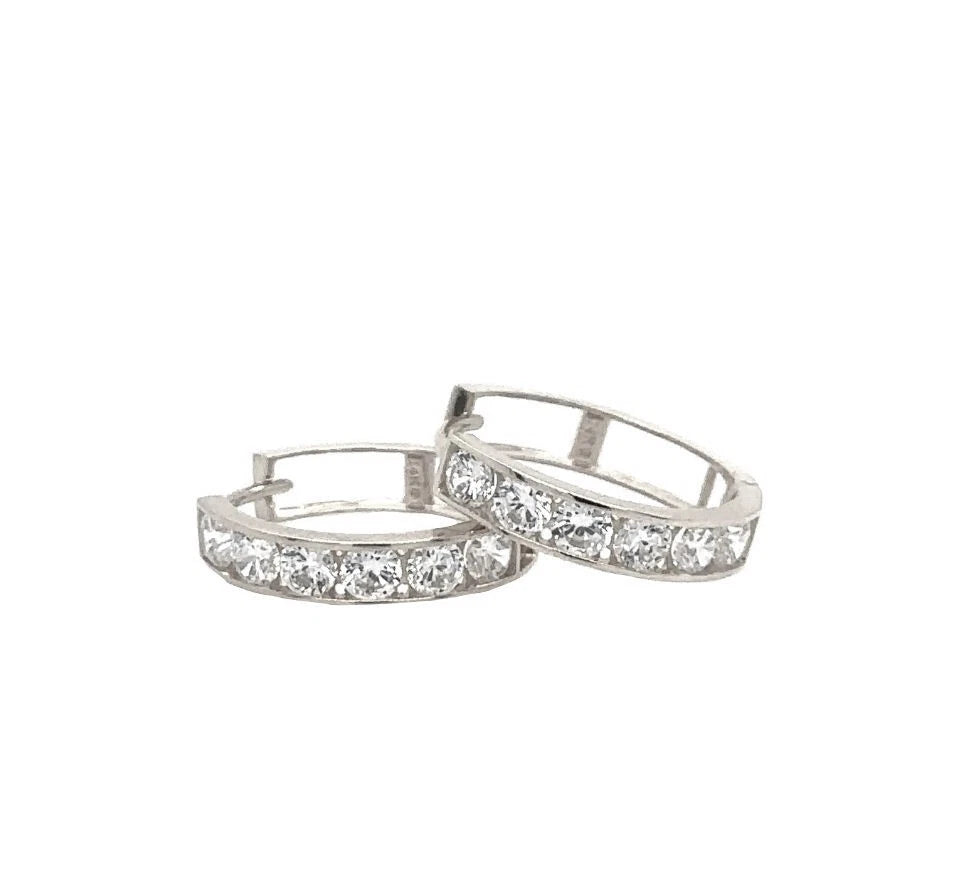 14K White Gold Huggie Beautiful & Valuable Hoop Earrings
