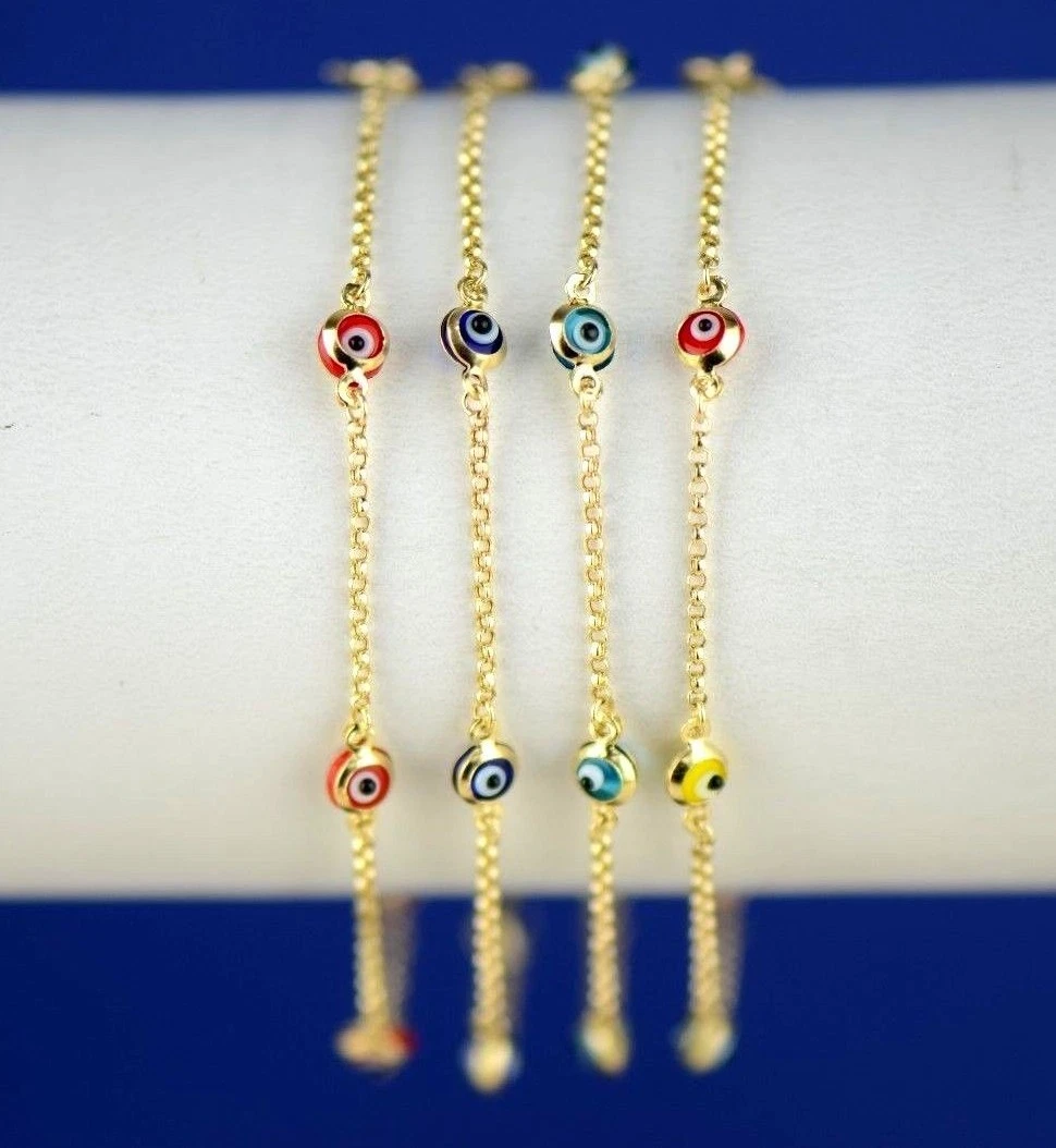 14k Yellow Gold Evil Eye Bracelet