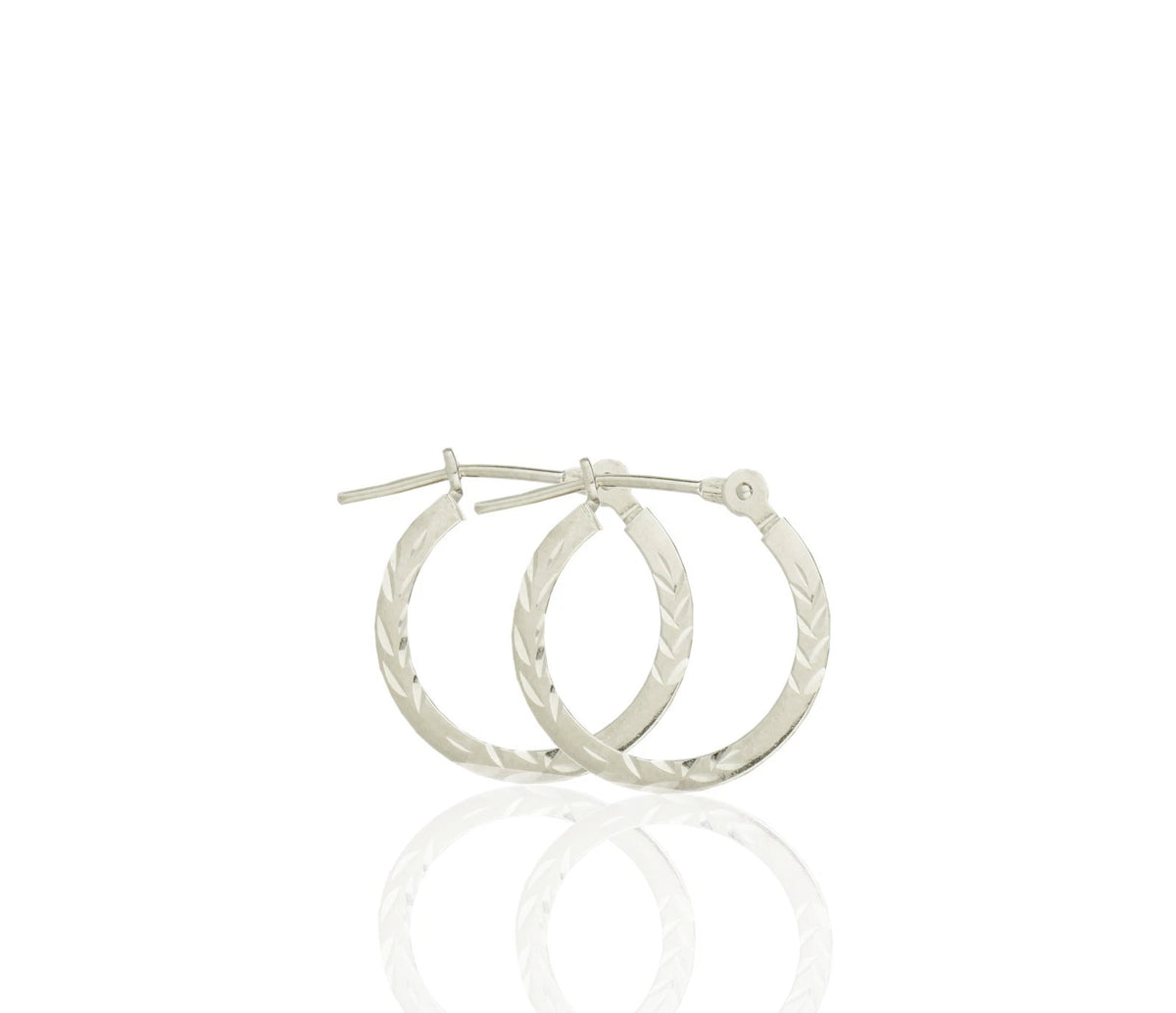 14k Yellow or White Gold Diamond Cut Square Hoop Earrings