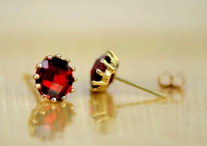 14k Solid Yellow Gold 6mm Round Birthstone Push Back Earrings