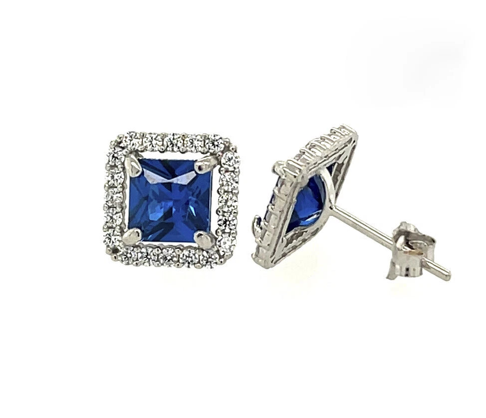 14k Yellow and White Gold Cushion Stud Earrings with Push Back