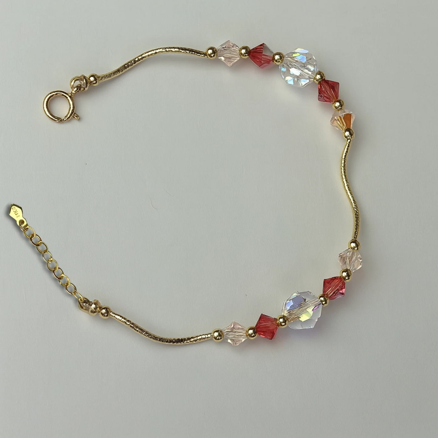 14K Yellow Gold Elegant Crystals Bracelet Kids Baby Girls & Boy -With Extension
