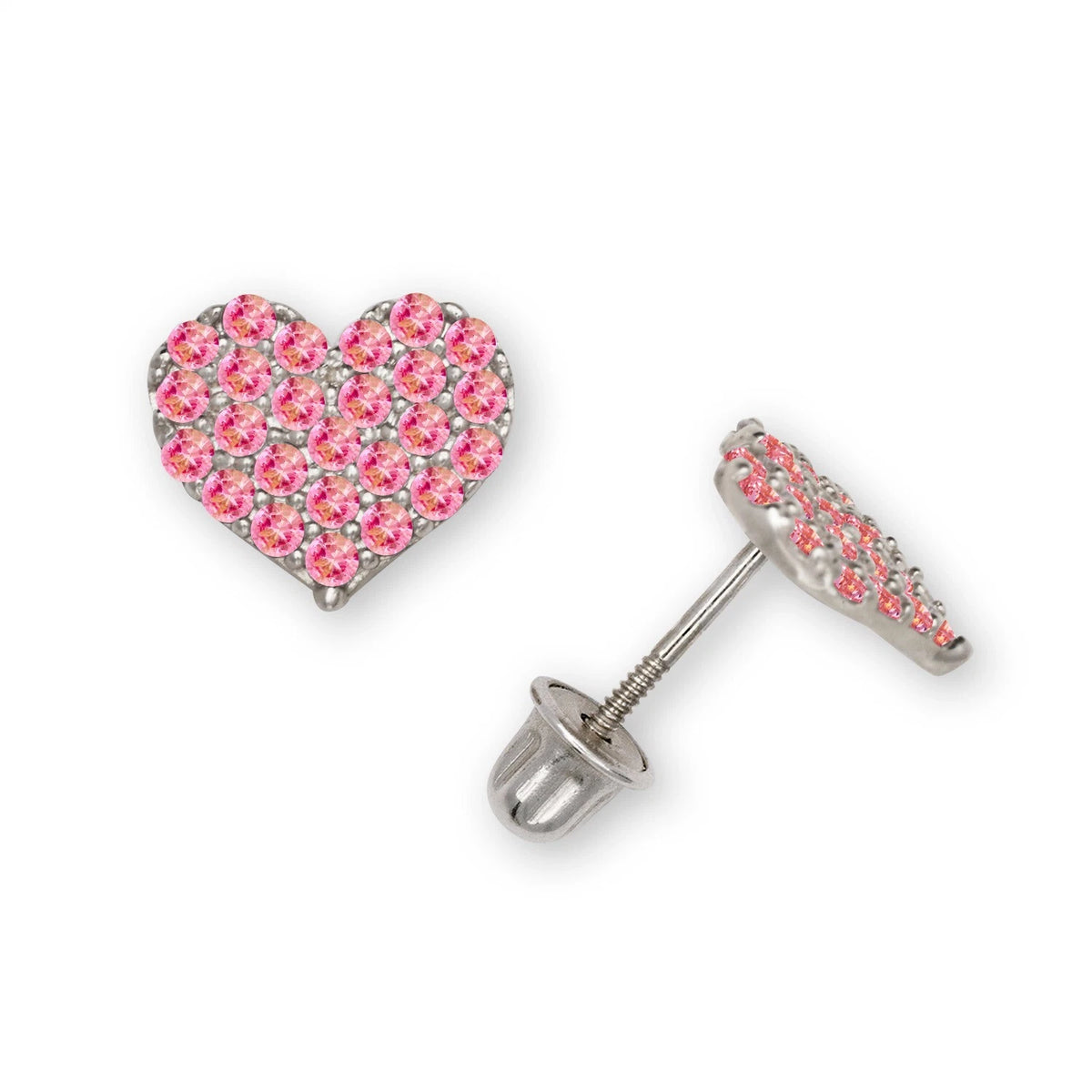 14K Yellow & White Gold Beautiful CZ Heart Shaped Stud Earrings