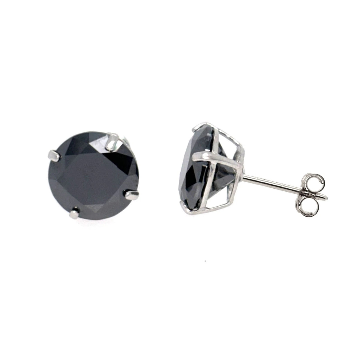 14K Gold GRA Certified D-VVS1 Lab-Created Black Moissanite Push Back Studs Earrings