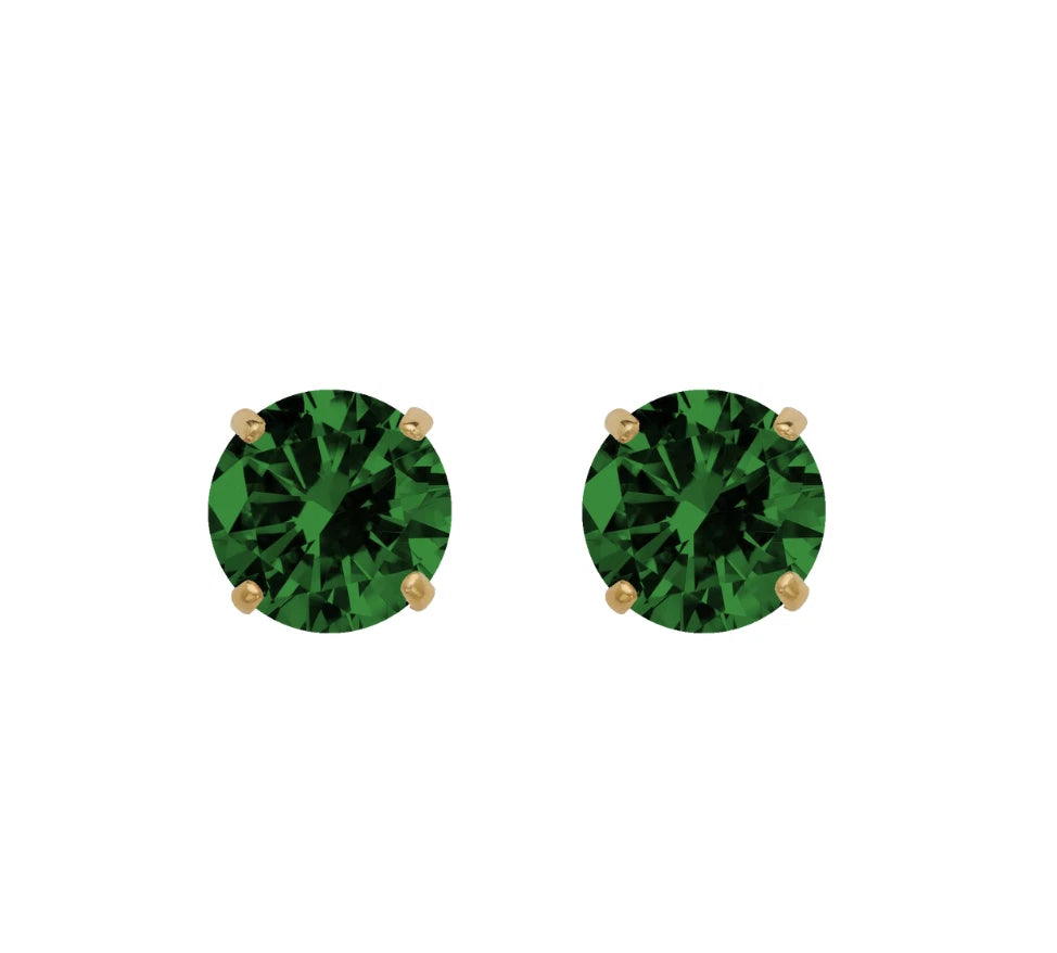 14K Yellow Gold Beautiful 5mm Round Birthstone Stud Push Back Earrings for Women