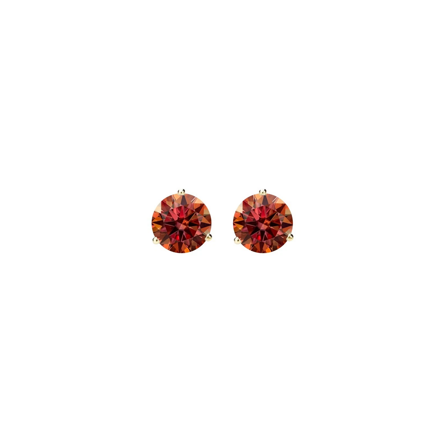 14K Gold GRA CertifiedD-VVS1 Watermelon Red Moissanite Screw Back Stud Earrings