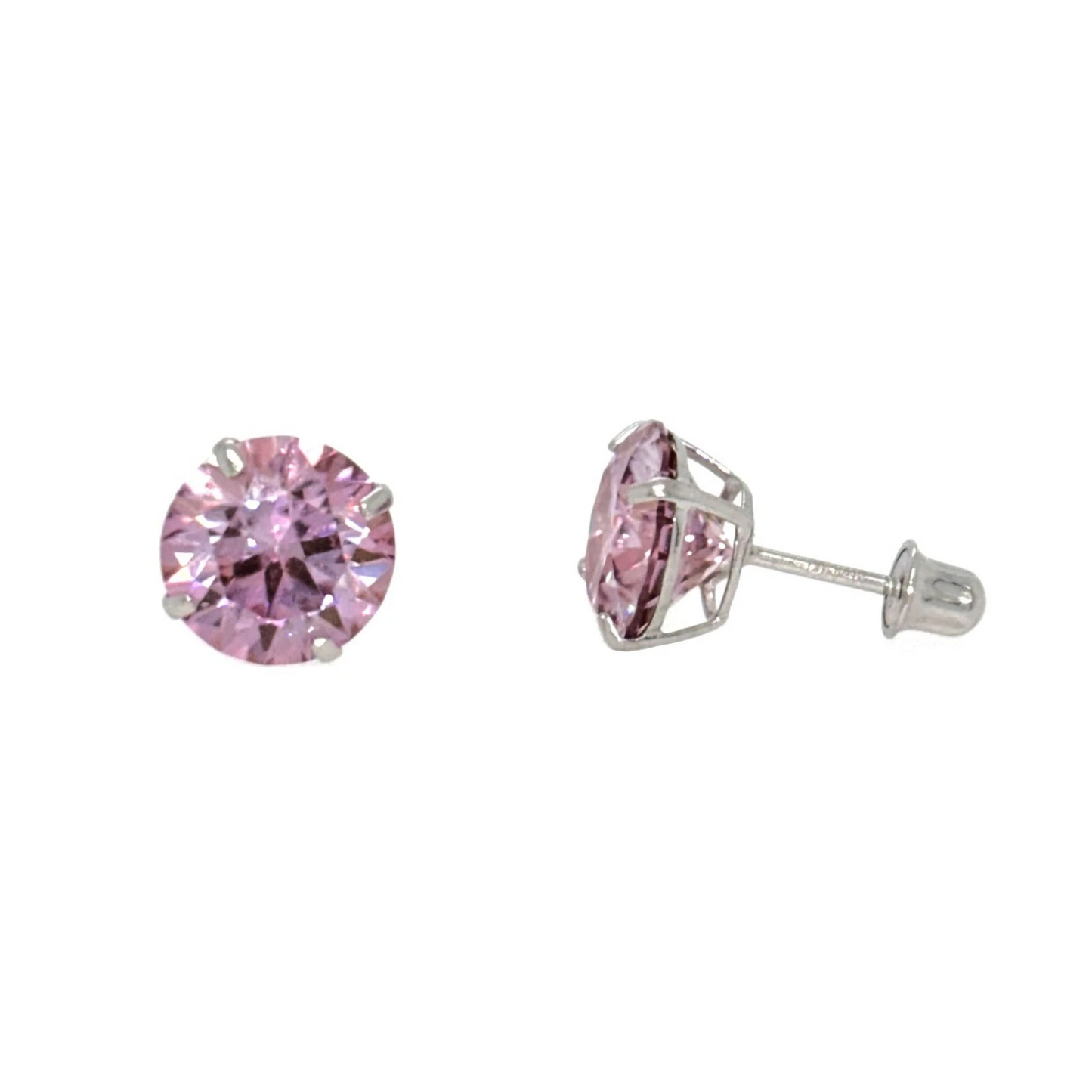 Gold 14K GRA Certified D-VVS1 Round Moissanite Screw Back Studs Earrings