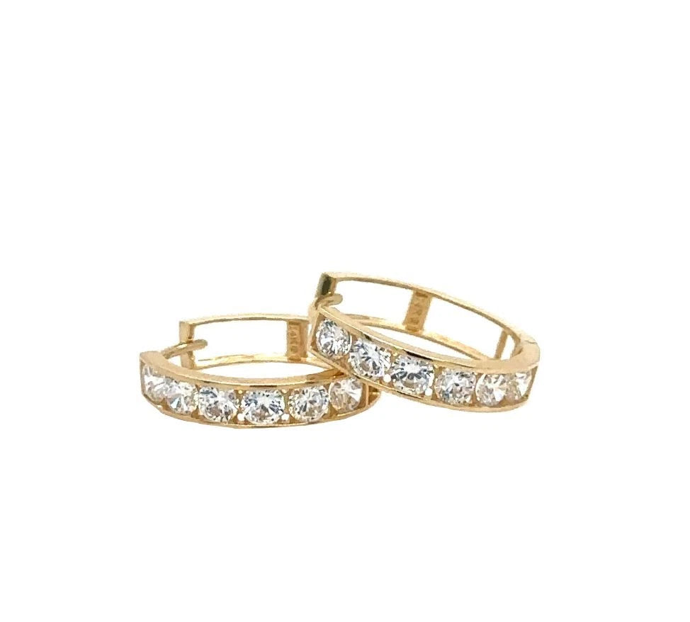 14K Yellow Gold Huggie Hoop Earrings