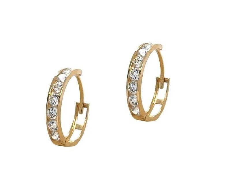 14K Yellow Gold Huggie Classic Hoop Earrings