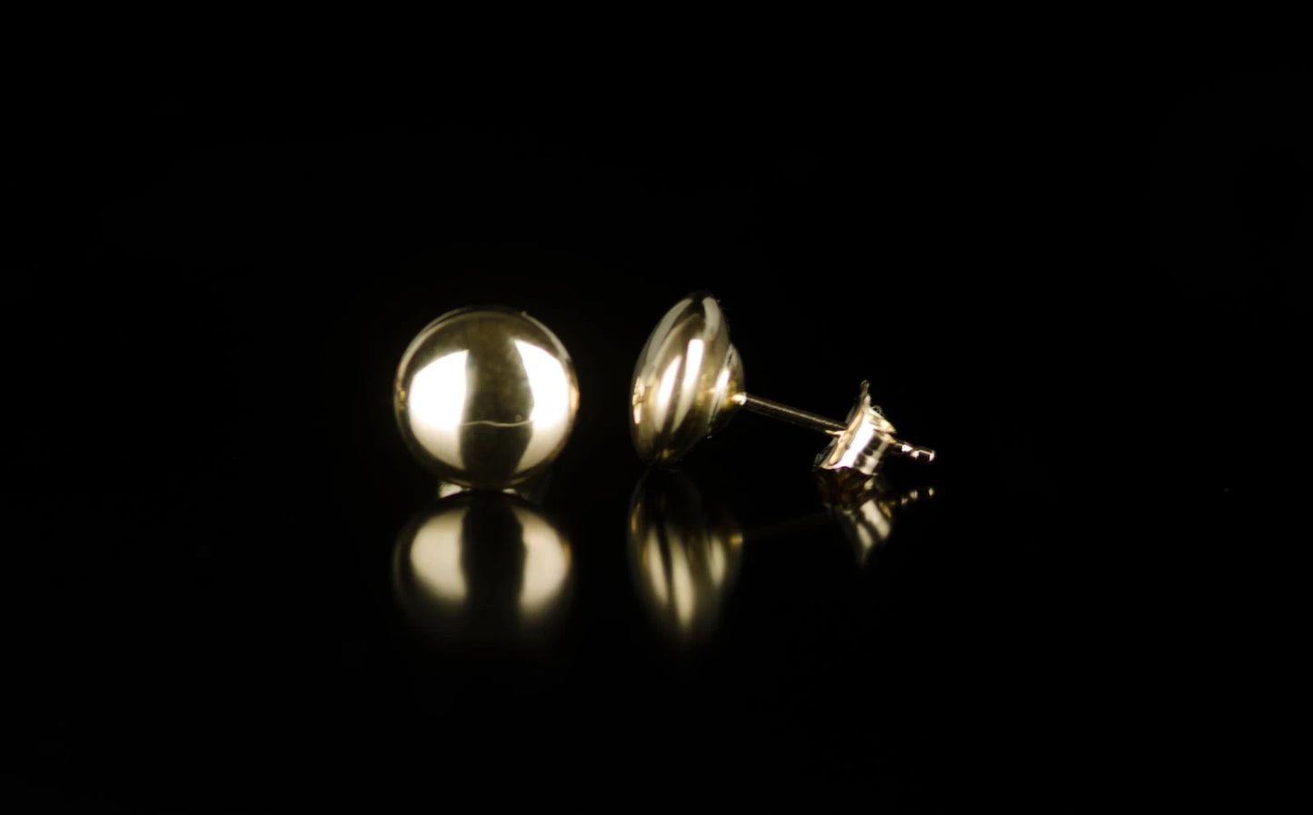 14k Yellow Gold Flat Ball Stud Earrings