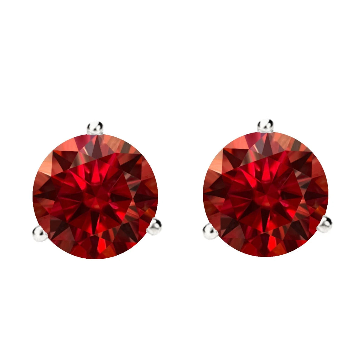 14KGold GRACertifiedD-VVS1 Garnet Moissanite Martini PushBack Stud Earrings