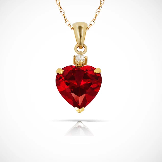 14K Yellow Gold Classic Heart Shaped Simulated CZ Pendant for Women