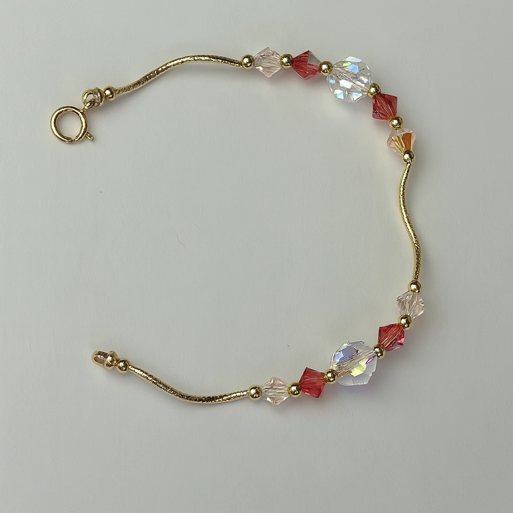 14K Yellow Gold Crystals Elegant Bracelet Kids Baby Girls & Boy