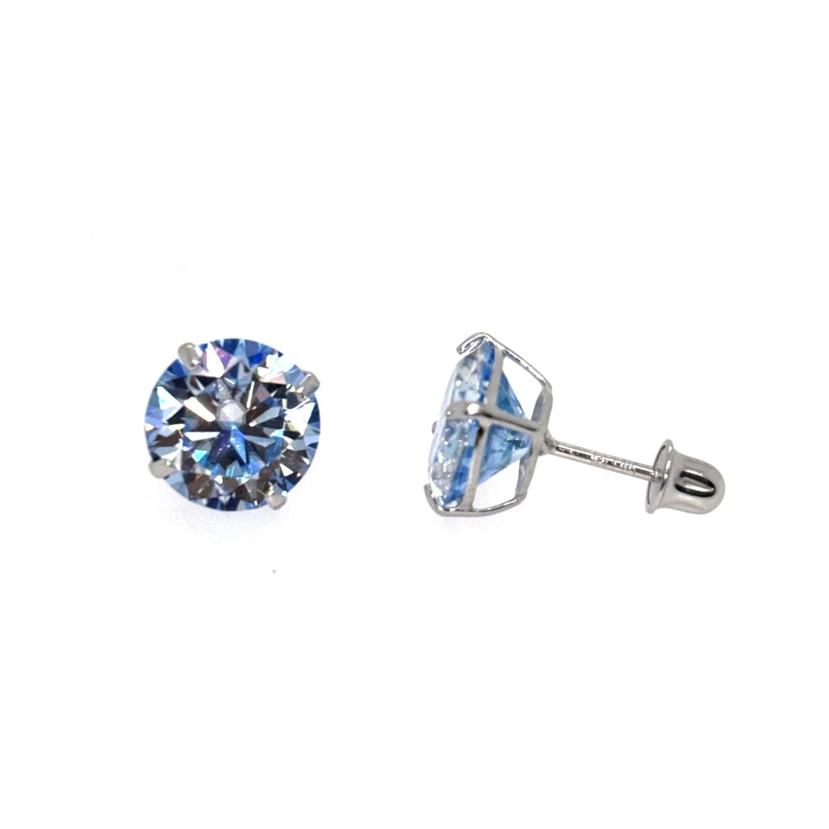 14K Gold GRA Certified D-VVS1 Ocean Moissanite Screw Back Studs Earrings