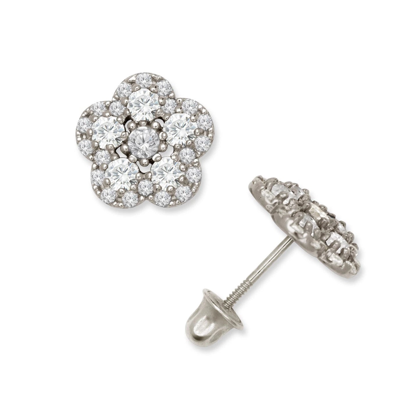 14K Yellow & White Gold Elegant Flower Earrings for Girls