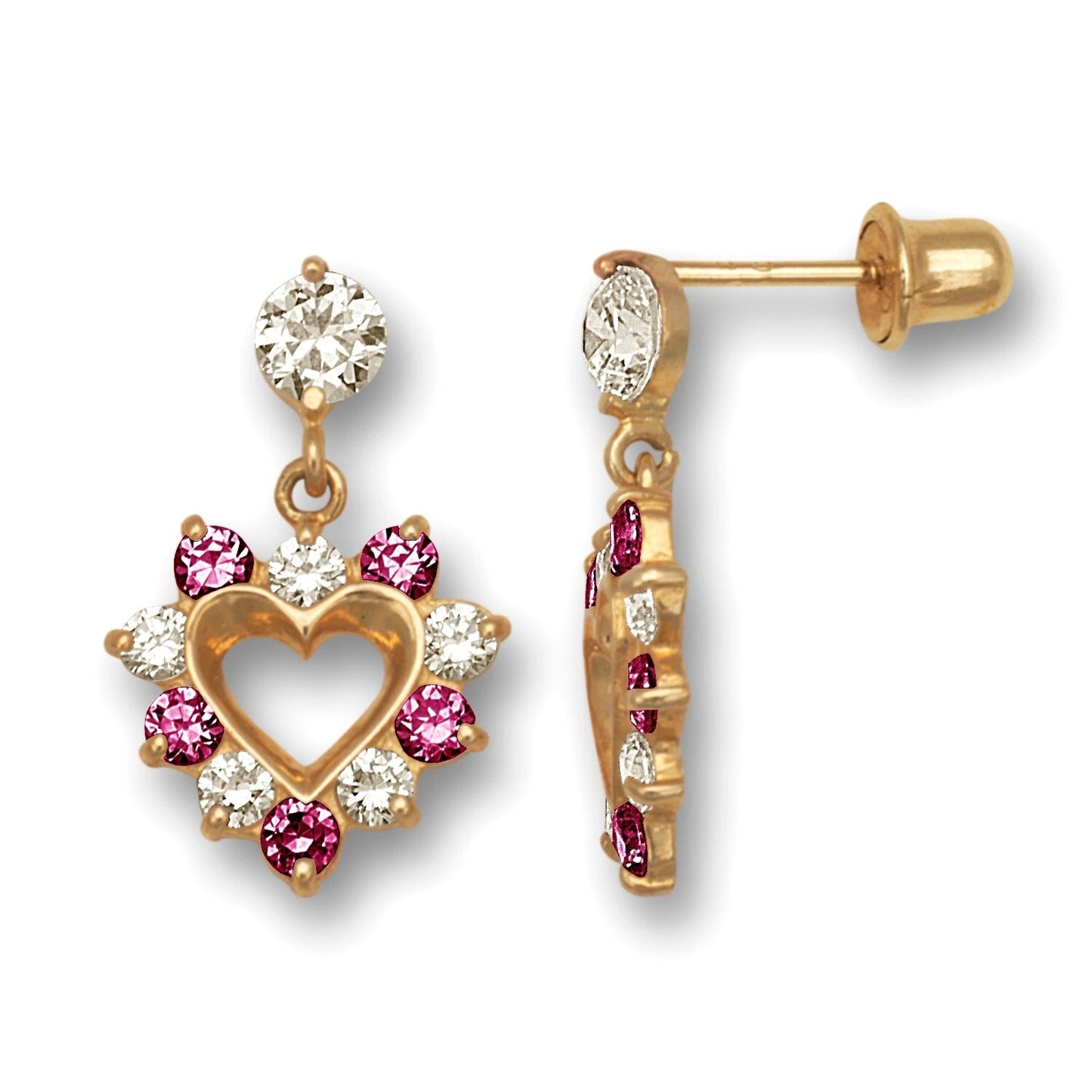14K Yellow & White Gold Heart Shape Earring for Women