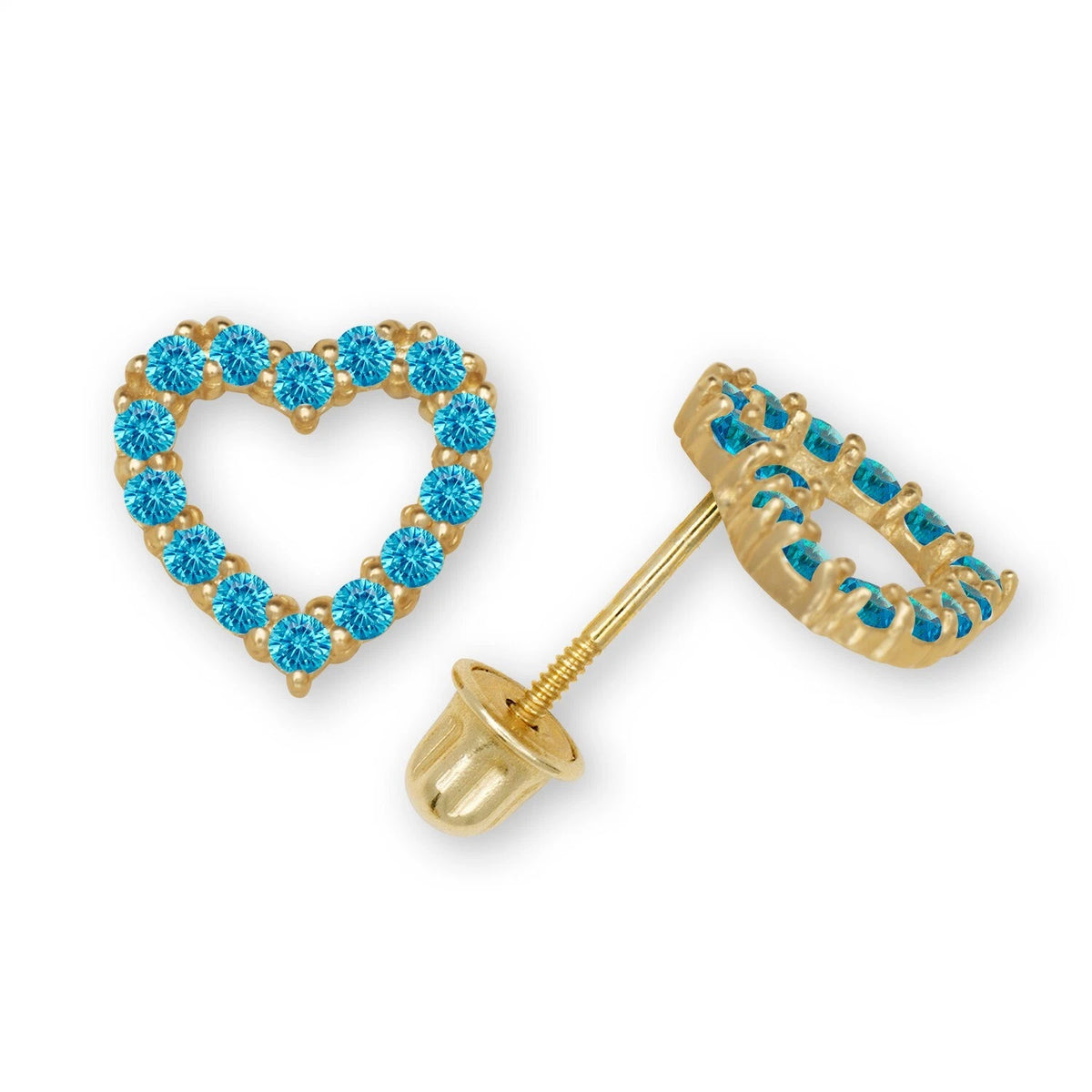 14K Yellow & White Gold Beautiful Large CZ Heart Shaped Stud Earrings for Women