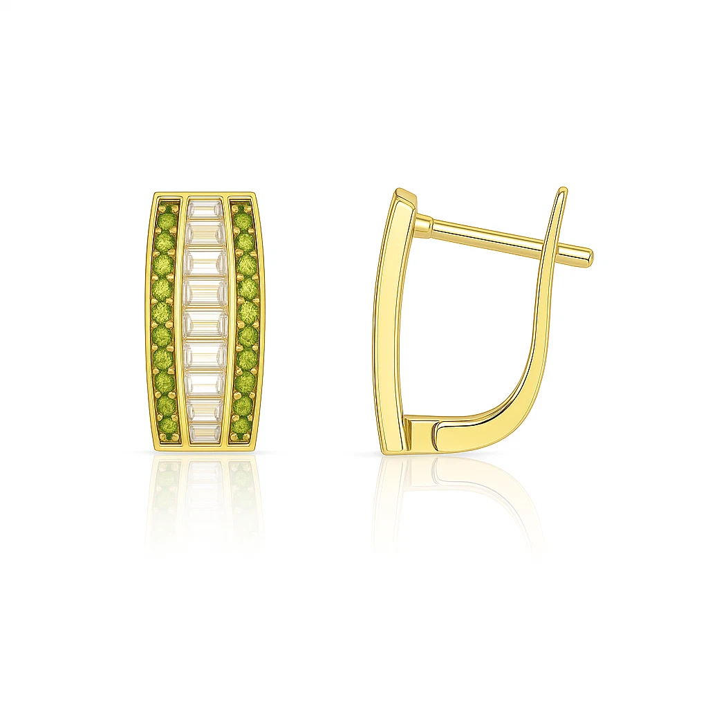 14k Yellow Gold CZ Beautiful Leverback Earrings for Women