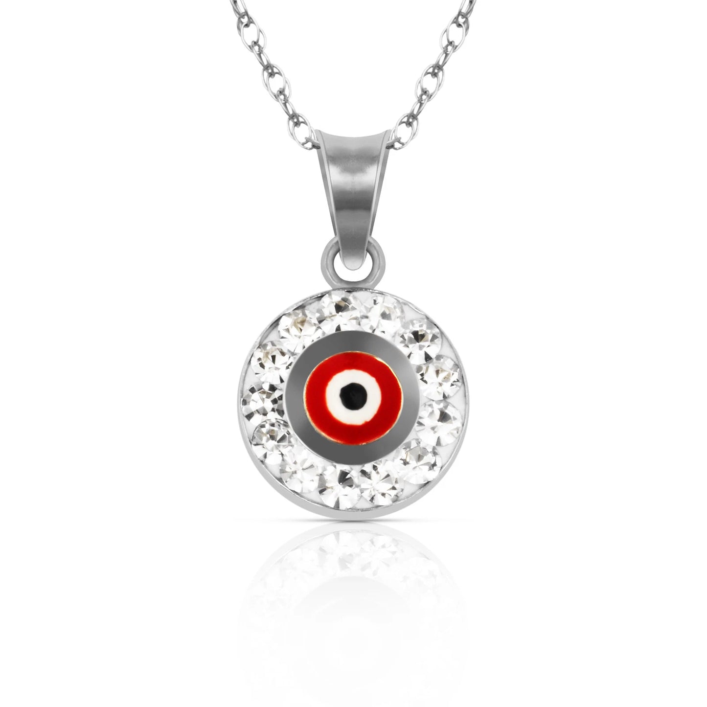 14k Yellow or White Gold CZ Round Shape Evil Eye Pendants