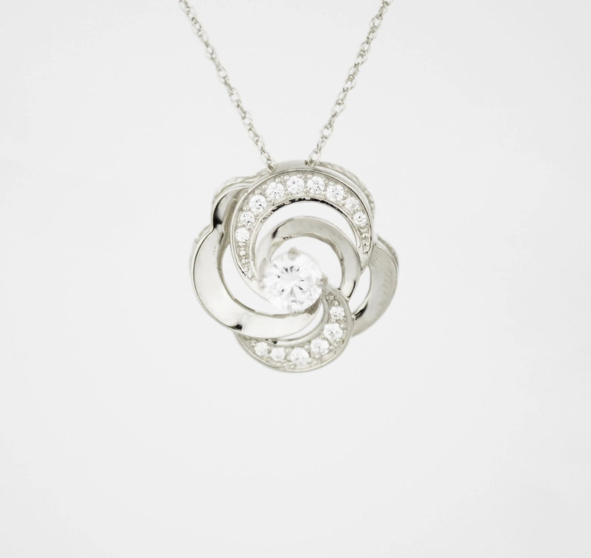 14k Yellow and White Gold CZ Flower Pendant