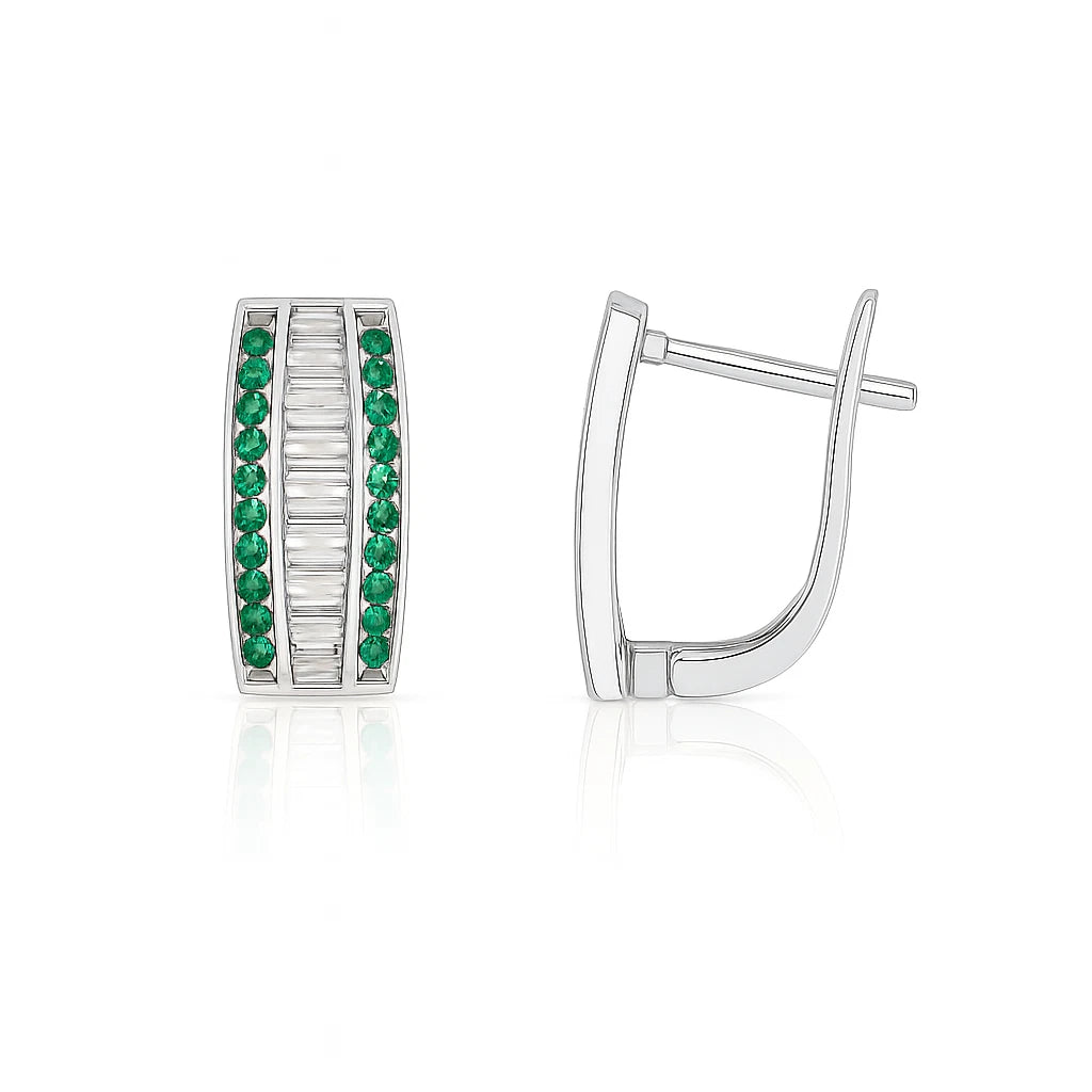 14k White Gold CZ Beautiful Leverback Earrings for Women