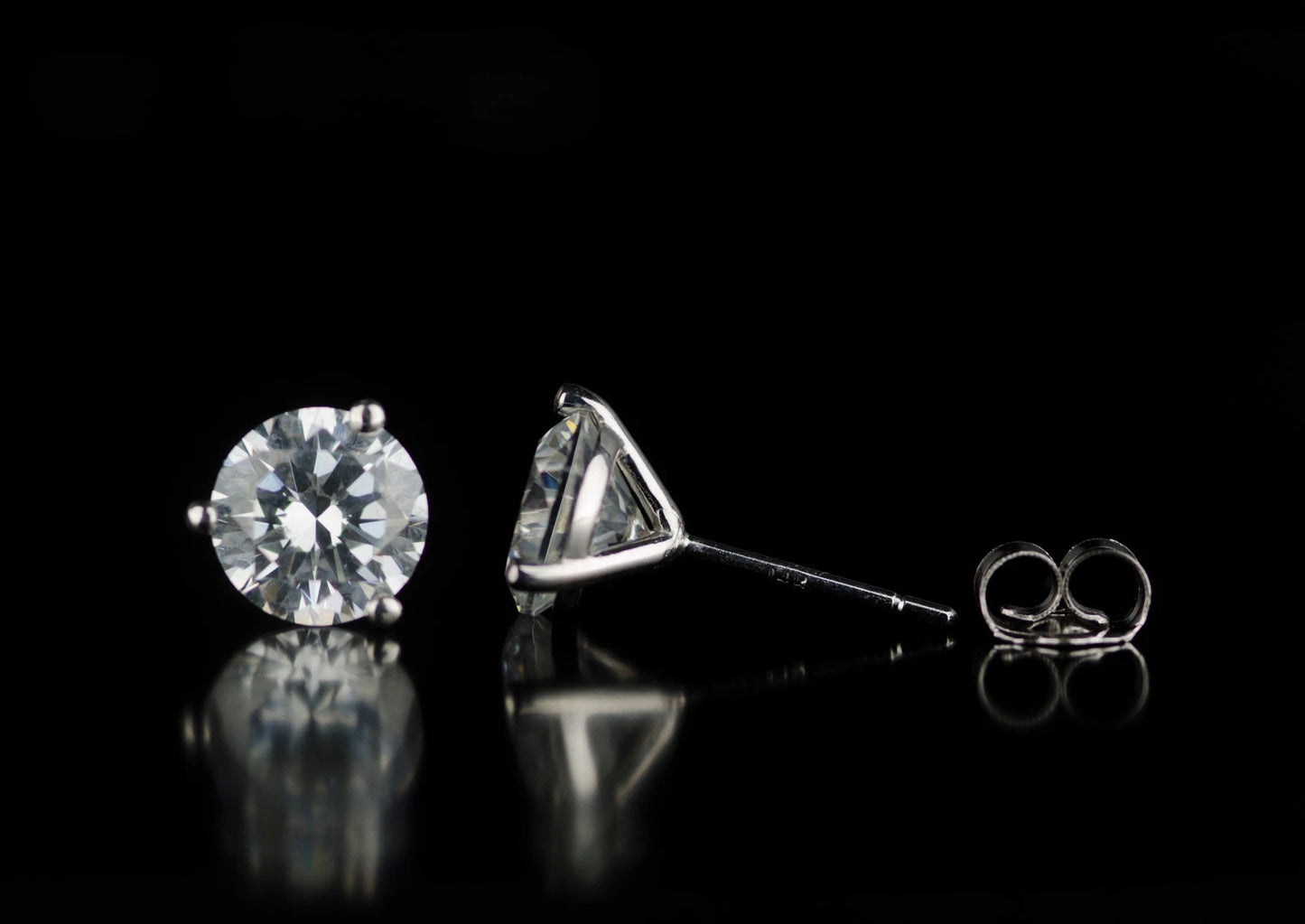 14k White Gold Round AAA Quality CZ Martini Stud Earrings
