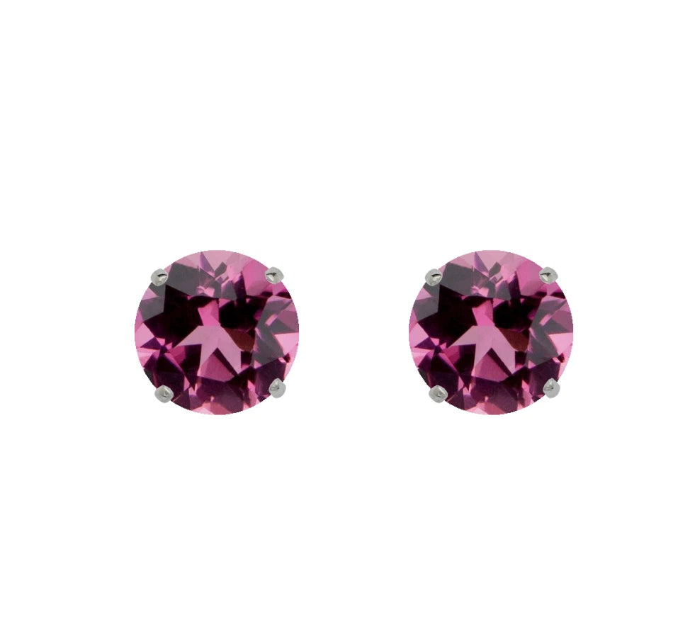 14K Solid White Gold 3mm Round Birthstone Stud Earrings with screw back