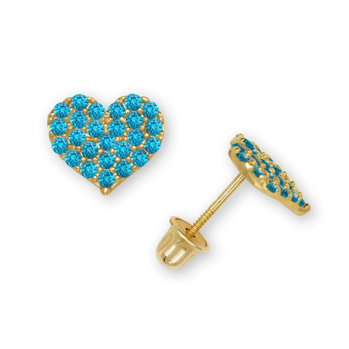 14K Yellow & White Gold Beautiful CZ Heart Shaped Stud Earrings