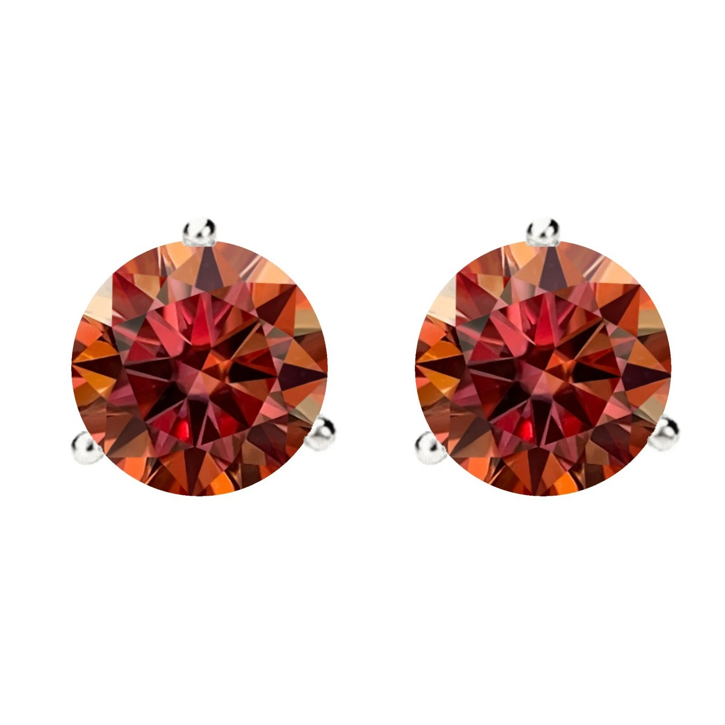 14K Gold GRA CertifiedD-VVS1 Watermelon Red Moissanite Screw Back Stud Earrings