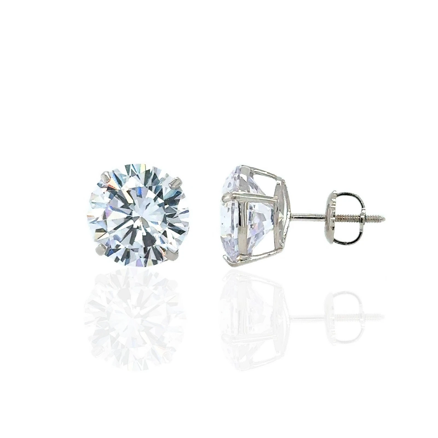 Gold 14K GRA Certified D-VVS1 Round Moissanite Screw Back Studs Earrings