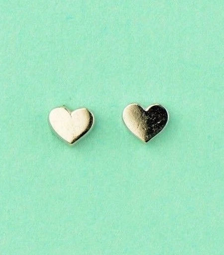 14K Solid White Yellow Gold Metal Heart Shape Stud Earrings