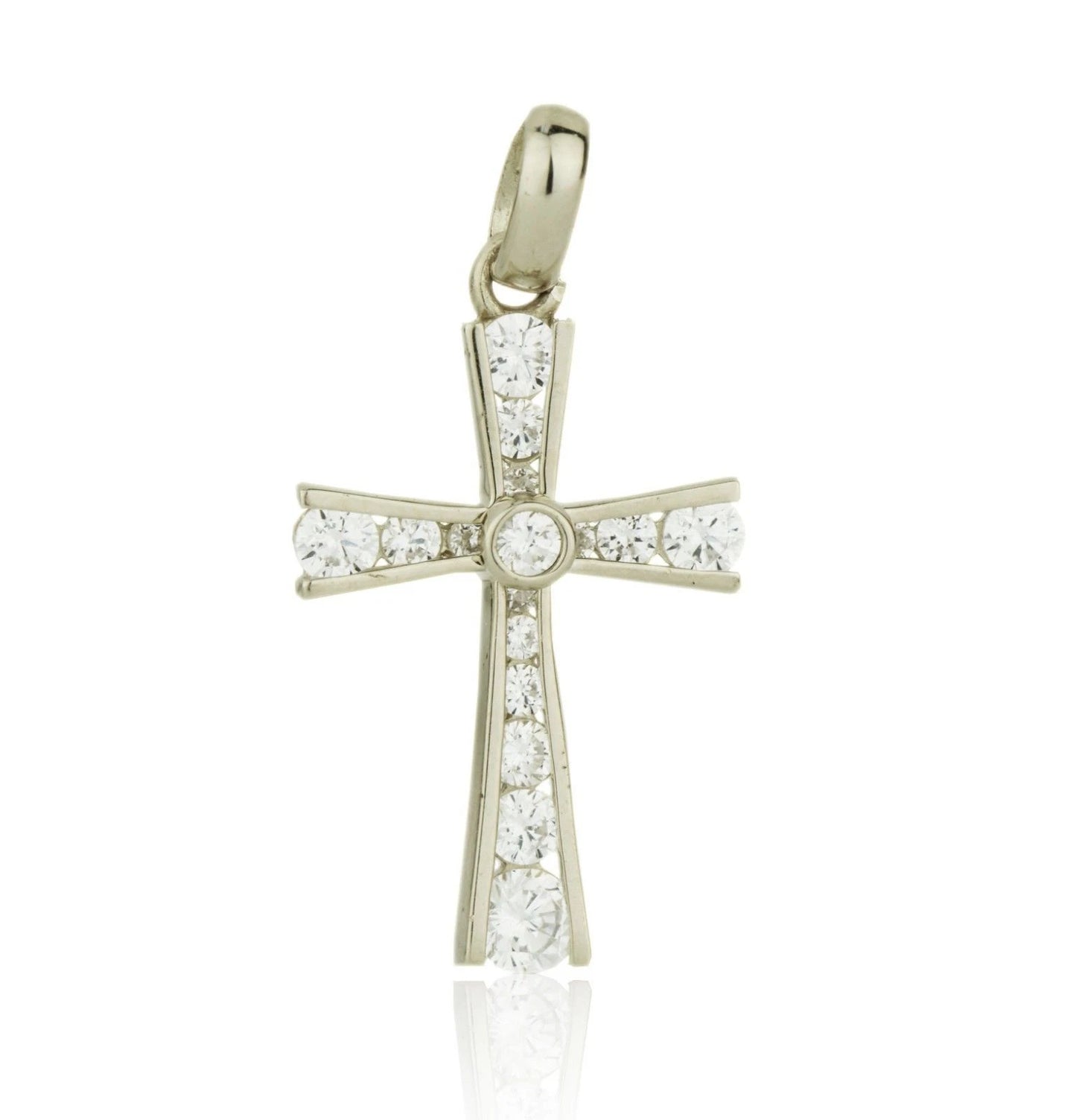14k Yellow or White Gold Cz Cross Pendant for Women