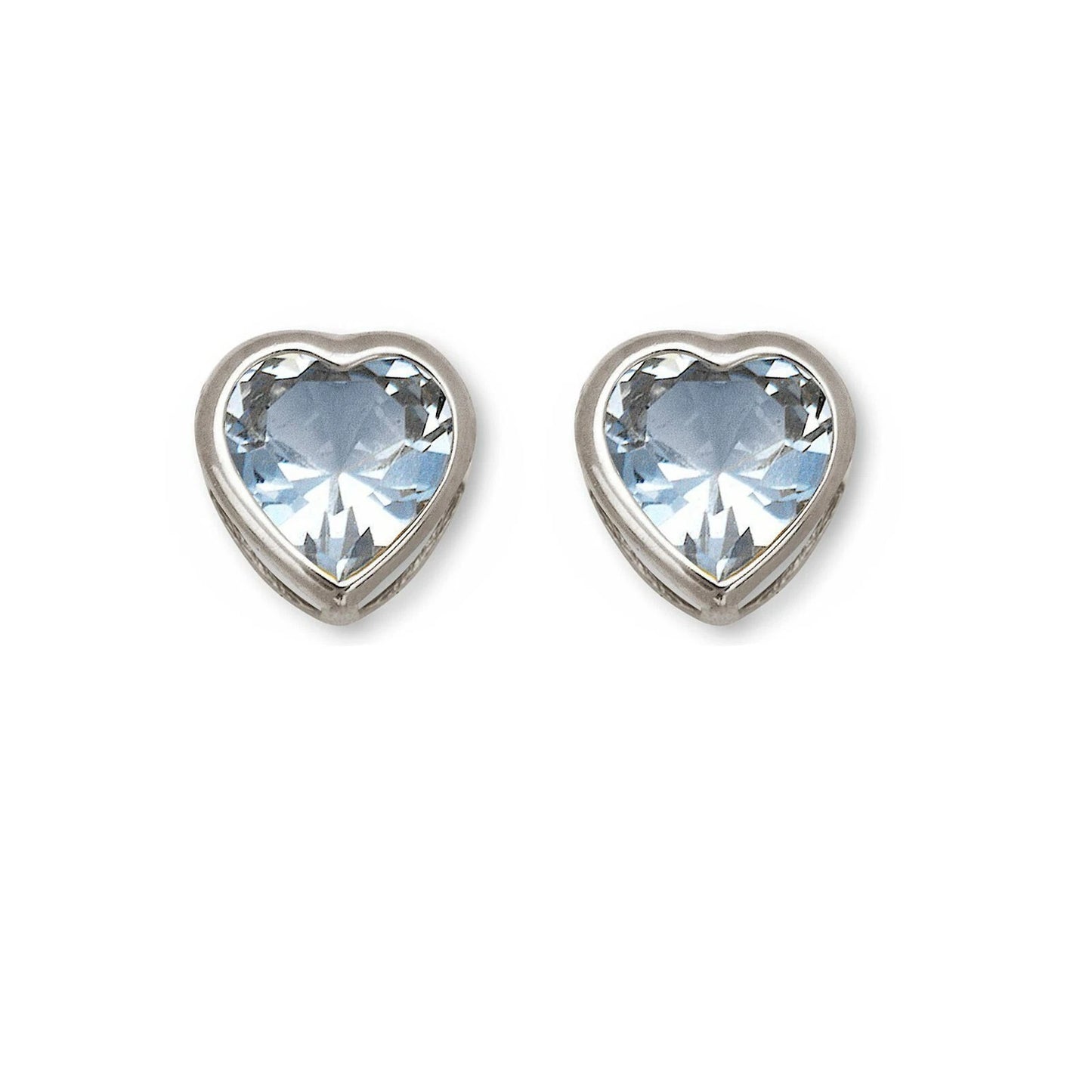 14k Solid White Gold Heart Birthstone Stud Earrings 6mm X 6mm