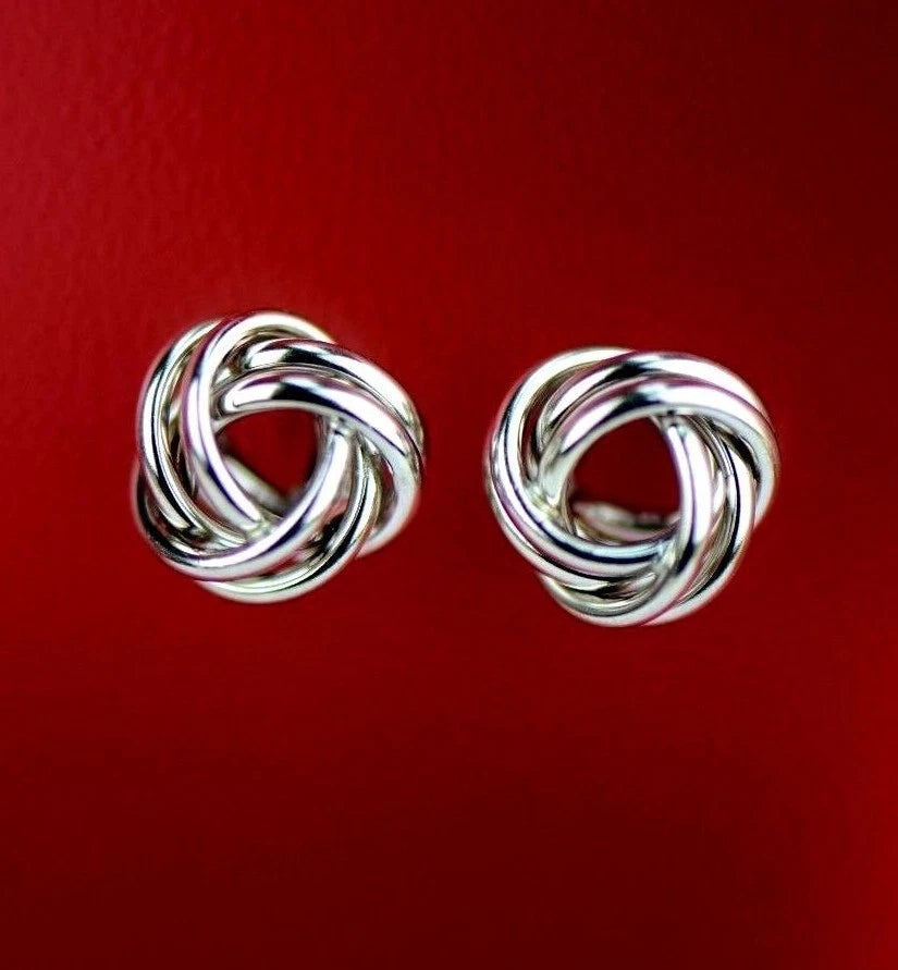 14K Yellow and White Gold Polished Love Knot Stud Earrings